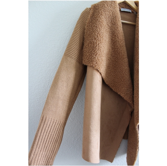 bagatelle Camel Faux Fur-Lined Cardigan Jacket - Picture 2 of 7